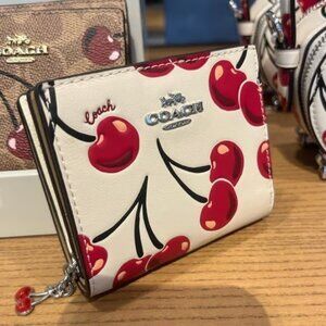 Coach Snap Wallet With Cherry Print CZ519 Chalk Multi